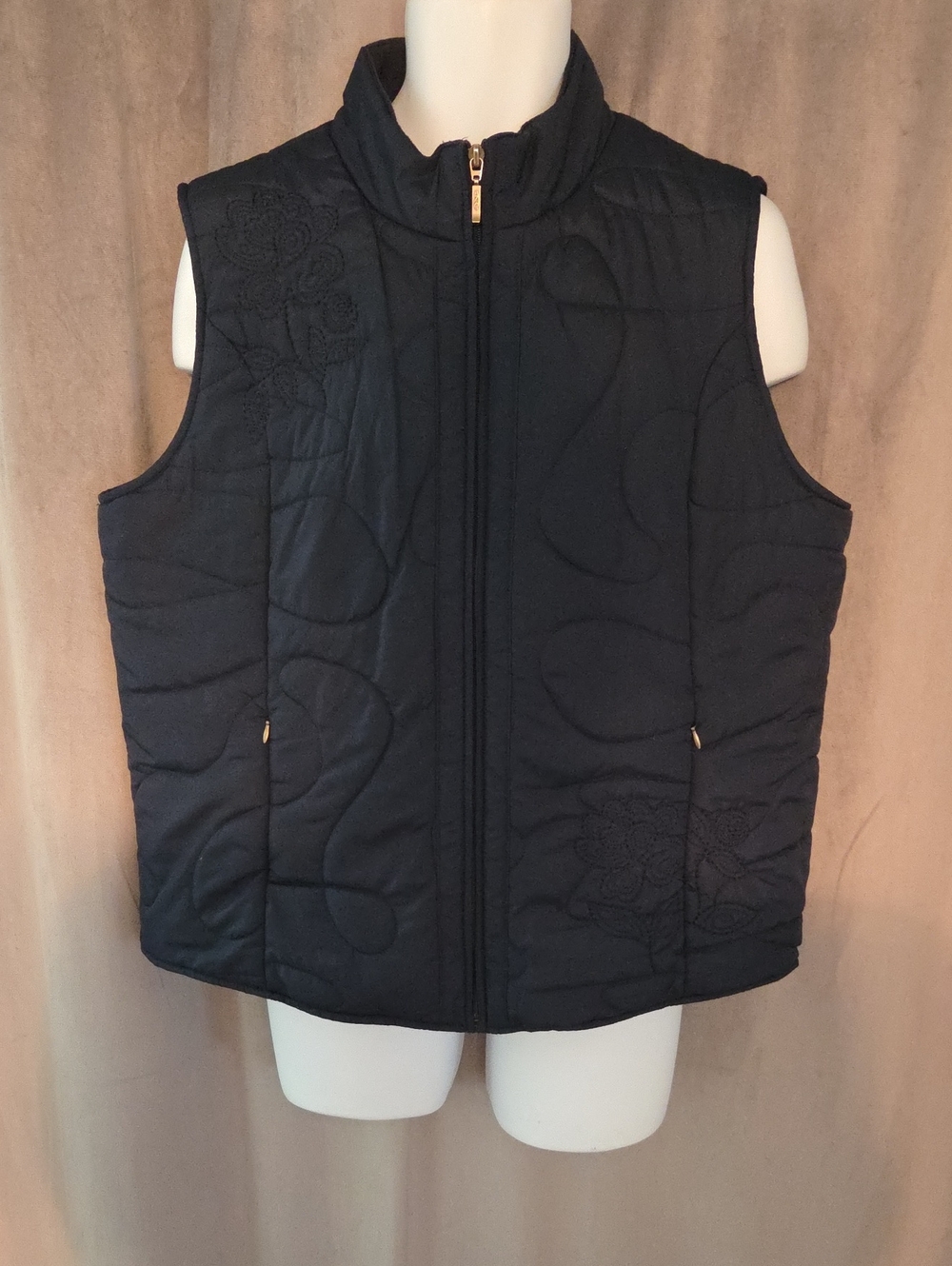 Northern Reflections XL Navy Quilted Sleeveless Zip Vest